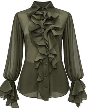 ACTUALEE Shirt Shirt Rouches - Green