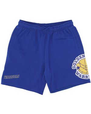 Mitchell &amp; Ness Pantalones Deportivos Cortos Para Hombre Chandal Nba Postgame Vintage Logo Polar Corto Golwar - Azul