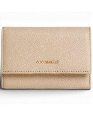Coccinelle Wallet Metallic Soft Leather Sand - Natural