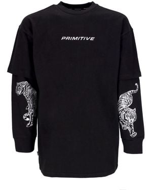 Primitive Skateboarding Hunter Two-Fer/S Knit Herren-Langarm-T-Shirt - Blau