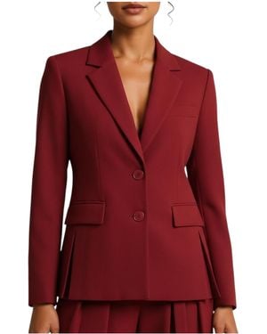 Imperial Single-Breasted Blazer With Thread Pockets And Side Slits - Red