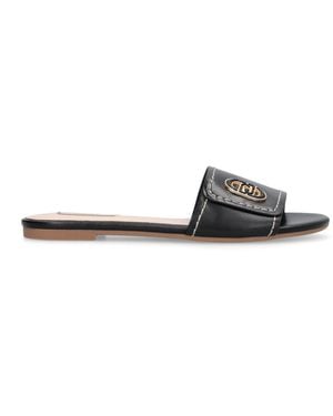 Liu Jo Sandy 03 Leather Slippers With Elegant Logo Sa6127P010222222 - Black