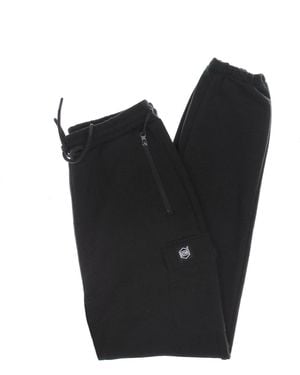DOLLY NOIRE Lightweight Tracksuit Pants Woven Square Label Cargo Sweatpants - Black