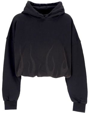 Vision Of Super Corrosive Flames Hoodie Cropped Hoodie - Blue