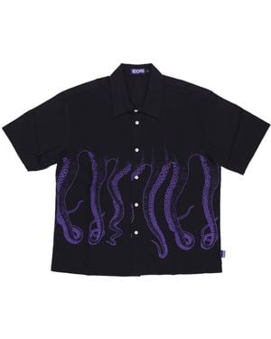 Octopus Short Sleeve Shirt Outline Shirt - Blue