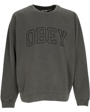 Obey Lightweight Crewneck Sweatshirt Pigment Collegiate Extra Heavy Crew Fleece - Gray