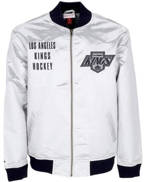 Mitchell &amp; Ness Bomber Jacket Nhl Team Og 2.0 Lightweight Satin Jacket Vintage Logo Loskin - Blue