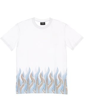IHS T-Shirt Flammes Pour Hommes, Blanc, Nouveau