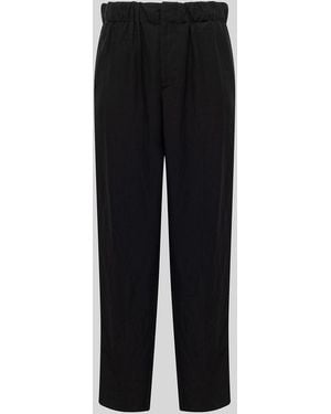Laneus Pantalone Lino E Viscosa Slim Fit - Black