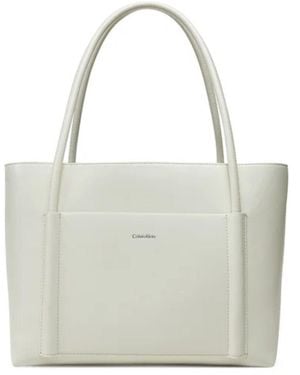 Calvin Klein Borsa Ck Linn Medium Shopper - White