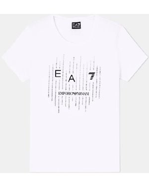 EA7 Camiseta Con Contraste Logo Mujer Blanca - Blanco
