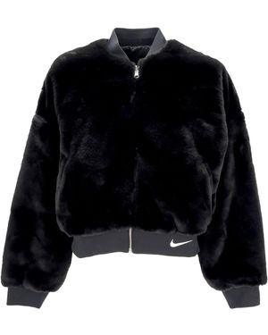 Nike Fur W Sportswear Reversible Faux Fur Bomber - Black