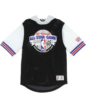 Mitchell &amp; Ness Lightweight Hoodie Short Sleeve Nba Mesh Fashion Hoodie Hardwood Classics All Star Game 1985 - Black