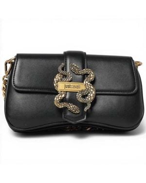 Just Cavalli Iconic Snakes Shoulder Bag - Black