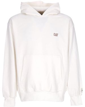 Caterpillar Lightweight Hooded Sweatshirt With Hoodie Logo - White