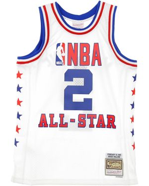 Mitchell &amp; Ness Herren-Basketball-Tanktop Nba Swingman-Trikot Hardwood Classics Nr. 2 Moses Malone All Star Game East 1985 Weib - Weiß