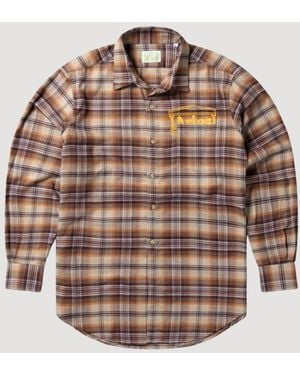 Aries Plaid Flannel Shirt - Brown