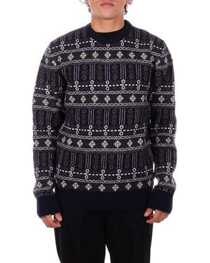 Barbour Knitted Mkn1677 Bl53 Grangetown Fair Isle Sweat - Blue
