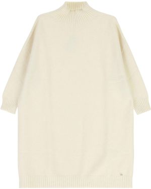 Please Frauen Lange Hals Pullover Weich Fit - Weiß