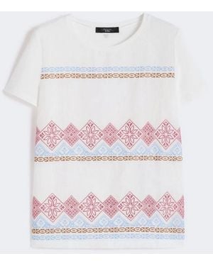 Max Mara Embroidered Linen T-Shirt - White