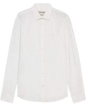 Trussardi Slim Coupe Stretch Papeline Chemise - Blanc