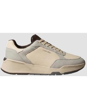 Calvin Klein Zapatillas De Cuero De Hombre Crema - Blanco