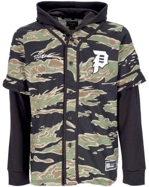 Primitive Skateboarding Chaqueta Con Capucha Para Hombre Tiger Two-Fer Baseball Jersey Camuflaje - Gris