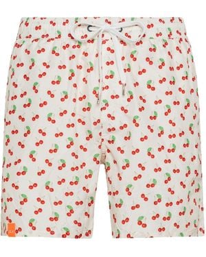 SUN68 BEACH Swim Pant Small Print 31 Cream H33113 - White