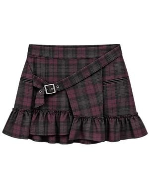 PAPER KID Miniskirt With Balza Tartan - Black