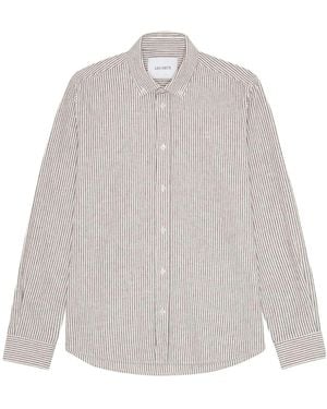 Les Deux Konrad Stripe Cotton Linen Shirt Gestreept Mannen Linen Shirt - Wit