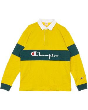 Champion Polo De Manga Larga Para Hombre L/Polo Amarillo/Verde