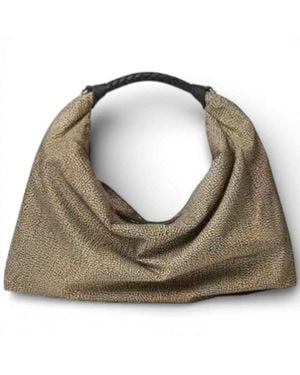 Borbonese Bolso Hobo M. Op Natural/Nero - Metálico