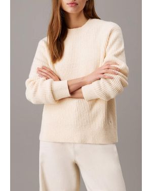 Calvin Klein Boucle Rib C-Nk Relaxed Sweater Trui - Naturel