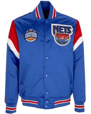 Mitchell & Ness Bomber Jacket Nba Heavyweight Satin Jacket Nejnet - Blue
