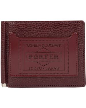PORTER-YOSHIDA &amp; CO Glaze Leather Money Clip Wallet - Red