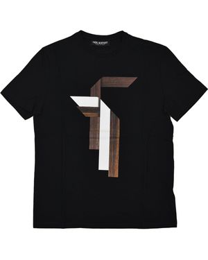 Neil Barrett T Herren-T-Shirt, Baumwolle, Gummi, Weib, Bedruckt, Mod. Bjt182Ge576S01 - Schwarz