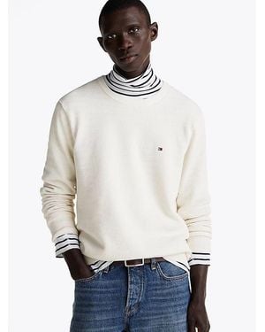 Tommy Hilfiger Shirts Mw0Mw036347 Esst Struct Heathereas Oatmilk - White