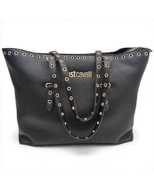 Just Cavalli Shopping Bag Jc Mini Eyelets Leatherette - Black