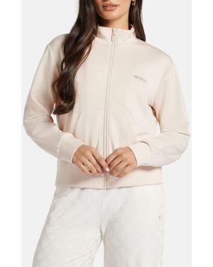 Guess Felpa Gelsey Full Zip Sweatshort - Naturel