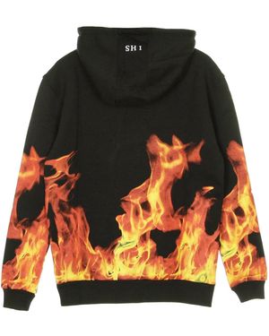 IHS Hombres Hoodie Flames Negro