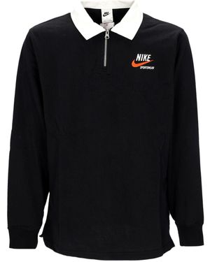 Nike Long Sleeve Polo Sportswear Trend Rugby Top - Black