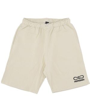 Propaganda Tracksuit Shorts Logo Embroidery Sweatshort - Natural