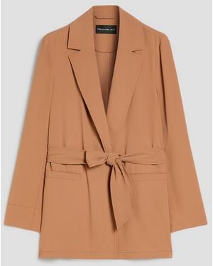 Pennyblack Fluid Blazer With Leather Belt - Natural