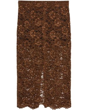 PAPER KID Skirt Lace And Velvet - Brown