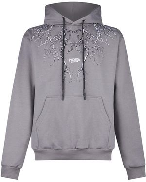Phobia Lightweight Hoodie Embroidery Lightning Hoodie - Gray