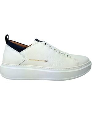 Alexander Smith Mannenschoenen Hyde - Blauwe Sneakers - Wit