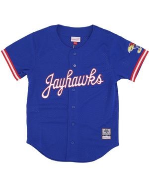 Mitchell & Ness Ncaa Button Jacket On The Clock Mesh Button Front Kanjay - Blue