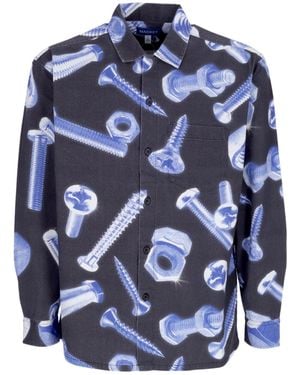 Market Hardware Supply Chemise A Manches Longues Pour Homme L/Chemise Boutonnee Noir - Bleu