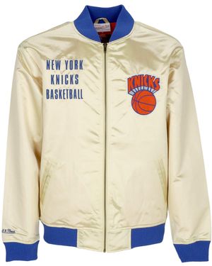 Mitchell & Ness Bomber Jacket Nba Team Og 2.0 Lightweight Satin Jacket Vintage Logo Neykni - Blue