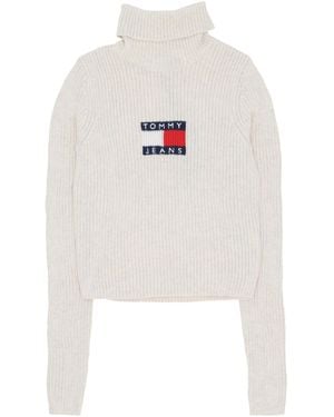 Tommy Hilfiger Sweater W Melange Turtleneck Flag Sweater - White